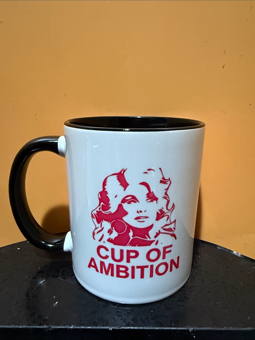 Cup of Ambition White and Black Ceramic Mug Never Used